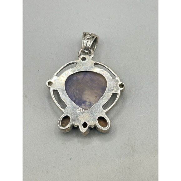 Multi Stone Pendant Sterling Silver 925 Purple Stone Opal and Garnet Handmade - Picture 5 of 6